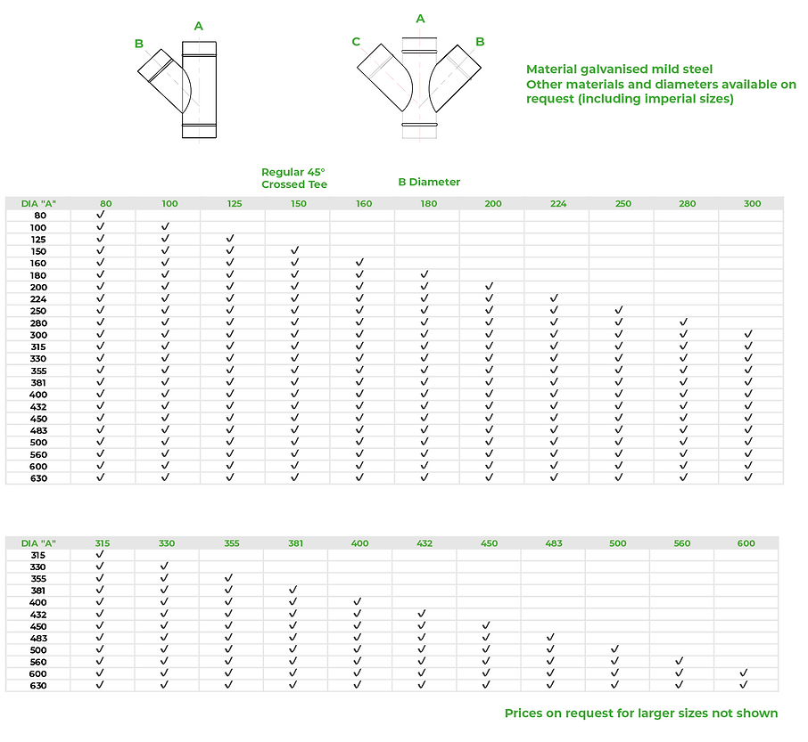 Ducting Tees 45 Degree Impact Ducting